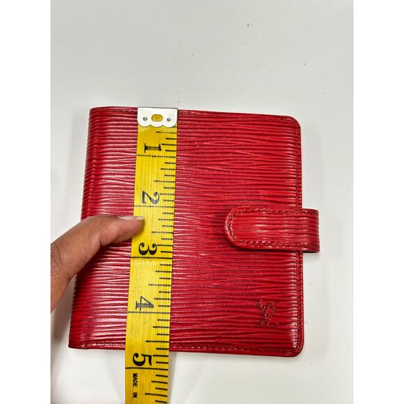 Authentic Louis Vuitton Red EPI Leather Compact Wallet Unisex Men's Women's - Picture 15 of 16